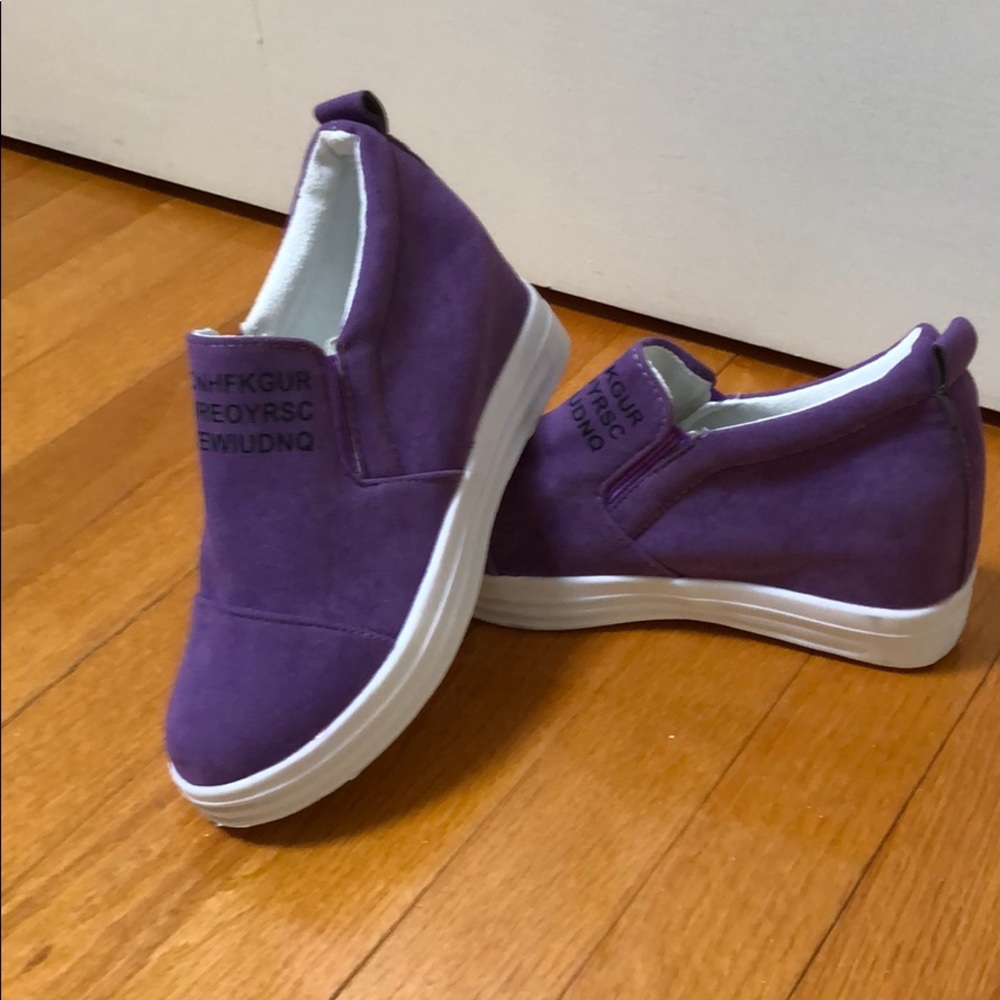New Purple Slip on Wedge Sneakers Size 6